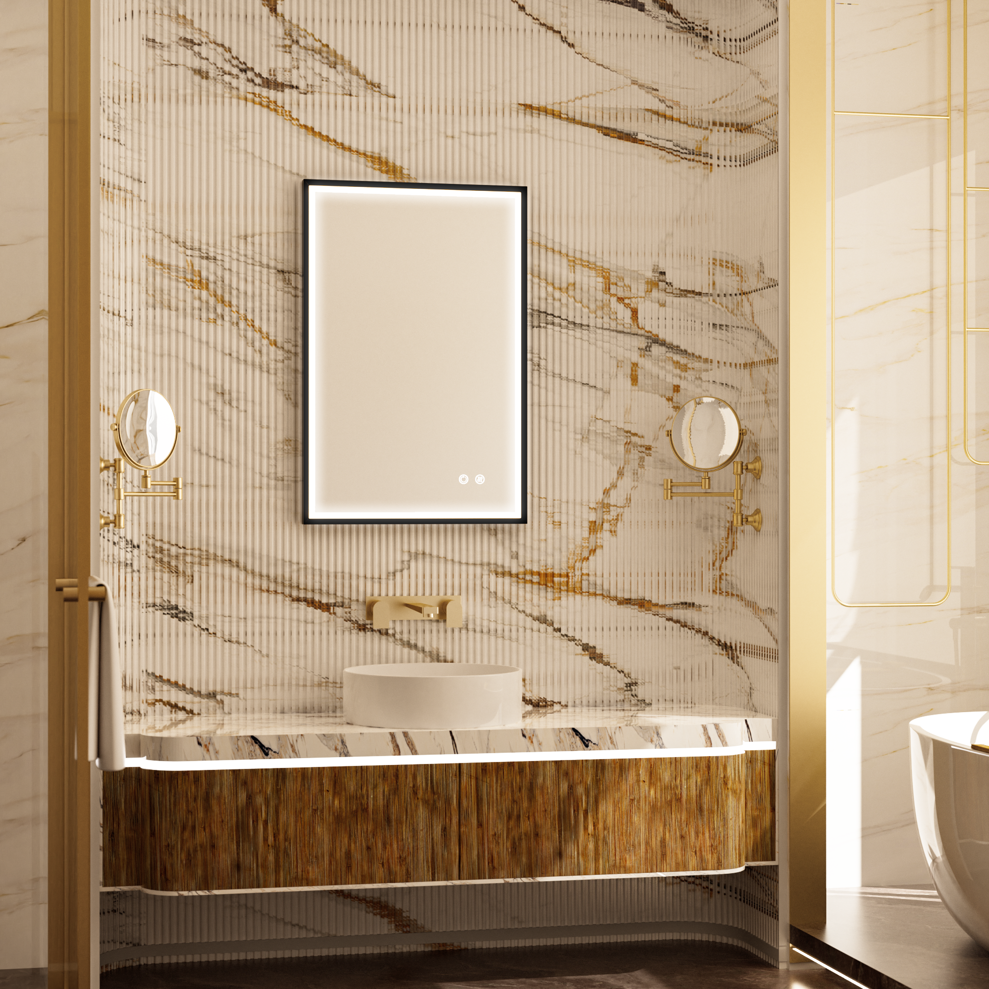 MINER Aluminum Framed LED Mirror with Edge LED Light