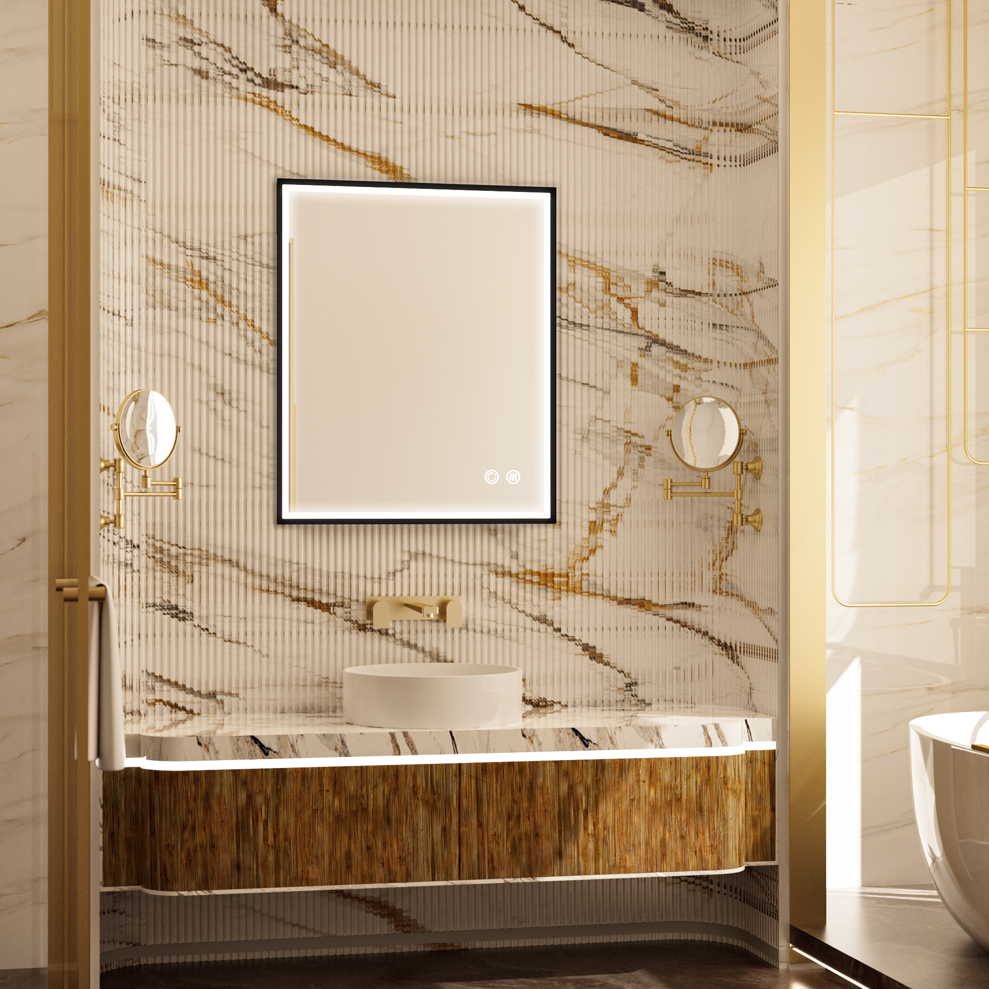 MINER Aluminum Framed LED Mirror with Edge LED Light