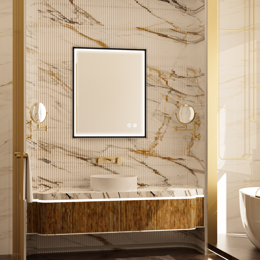 MINER Aluminum Framed LED Mirror with Edge LED Light