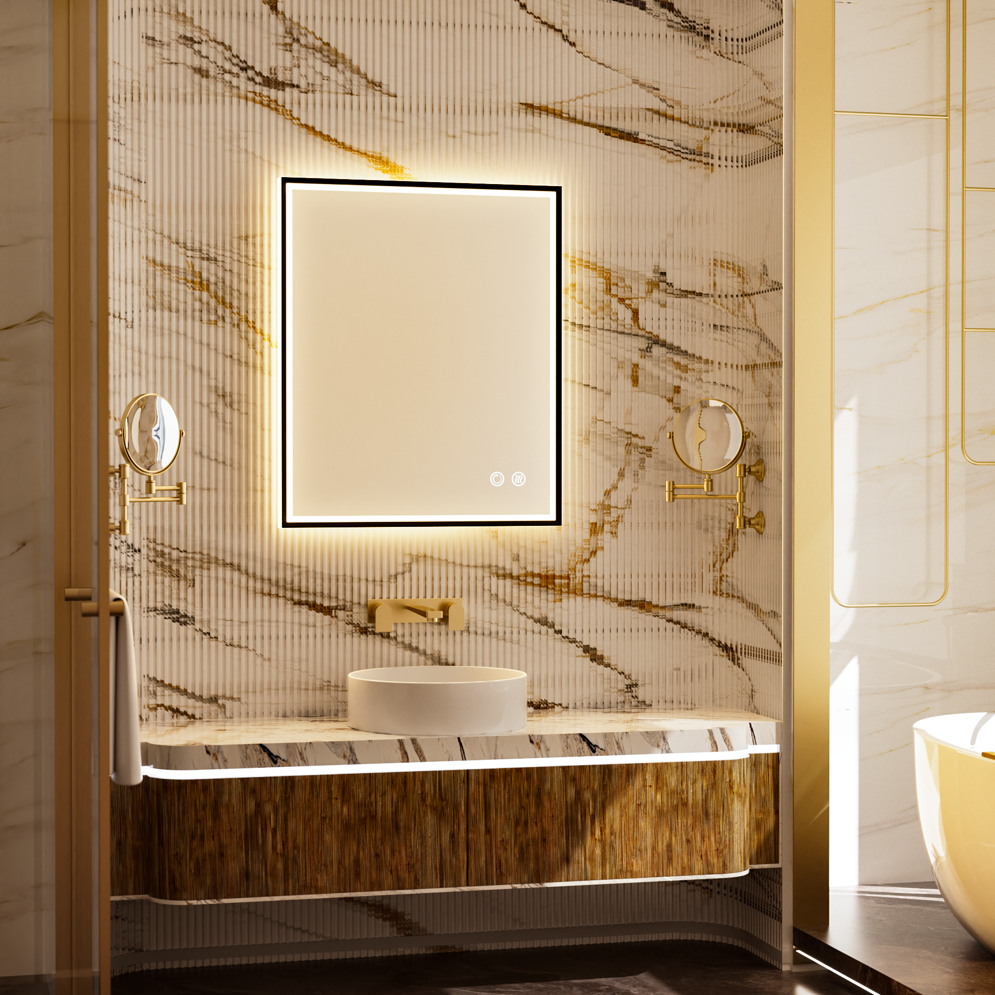 MINER Aluminum Framed LED Mirror with Edge LED Light