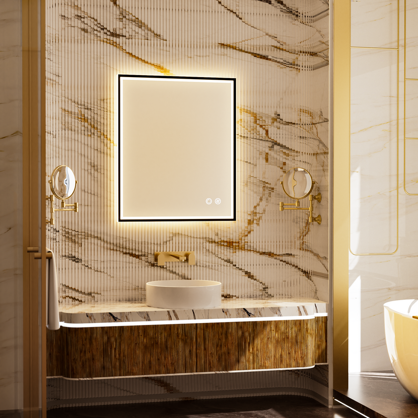 MINER Aluminum Framed LED Mirror with Edge LED Light