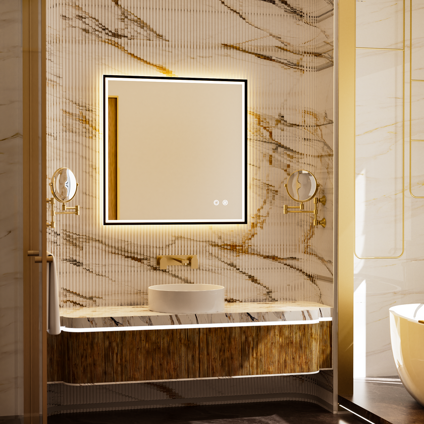 MINER Aluminum Framed LED Mirror with Edge LED Light