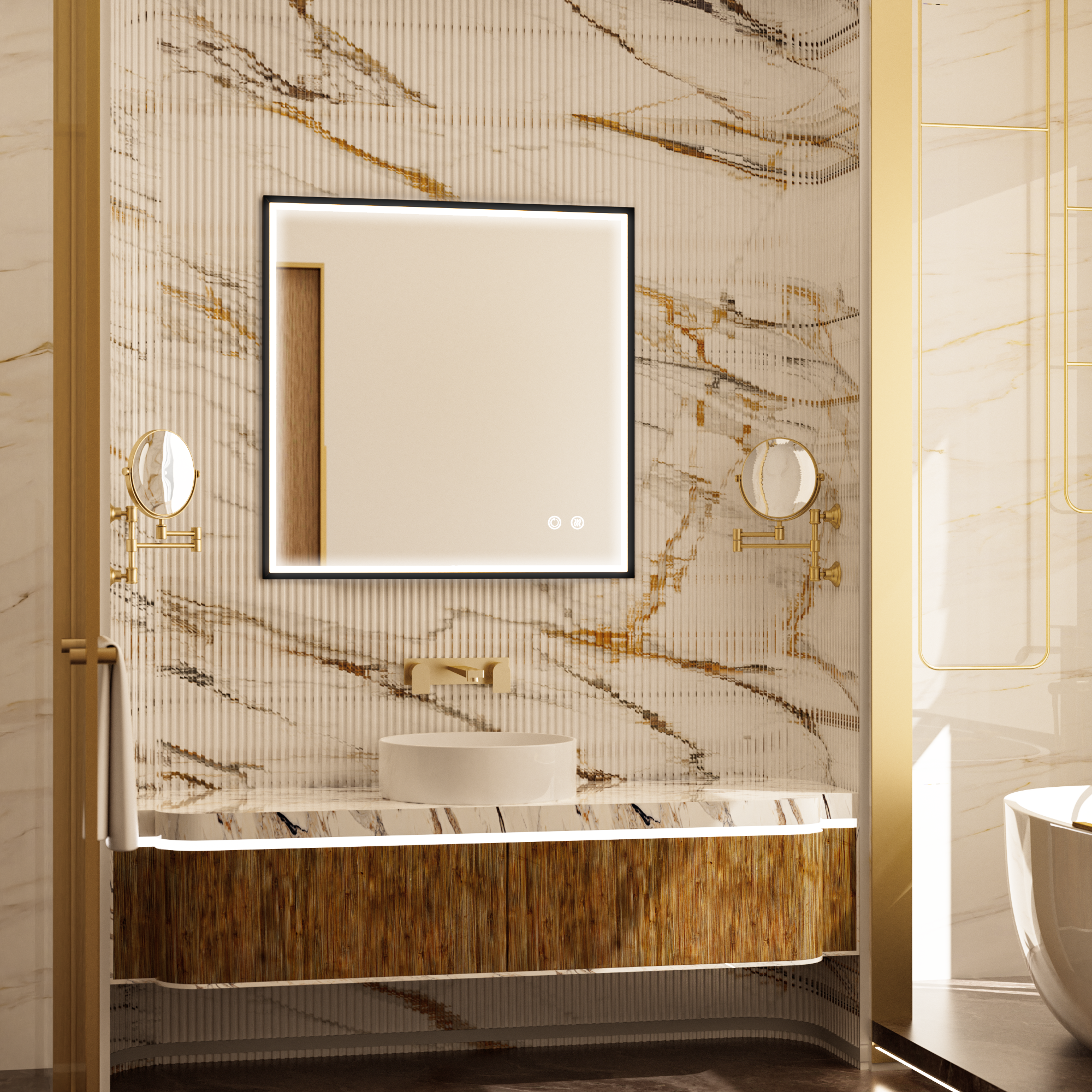MINER Aluminum Framed LED Mirror with Edge LED Light