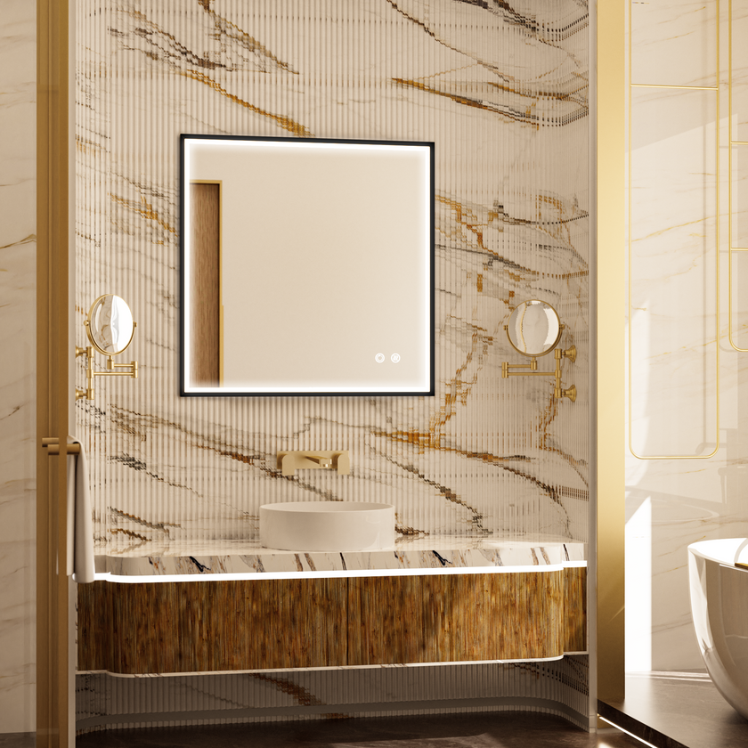 MINER Aluminum Framed LED Mirror with Edge LED Light