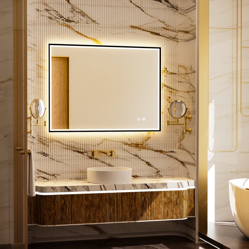 MINER Aluminum Framed LED Mirror with Edge LED Light