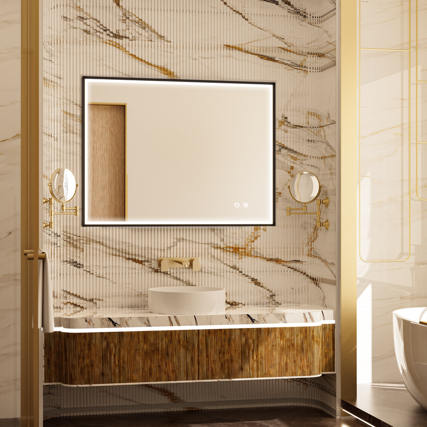 MINER Aluminum Framed LED Mirror with Edge LED Light