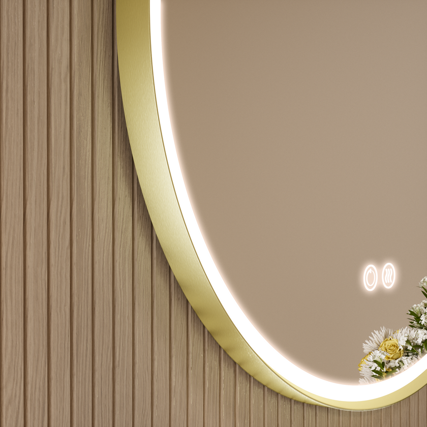 LITEY Aluminum Framed Round LED Mirror with Edge LED Light