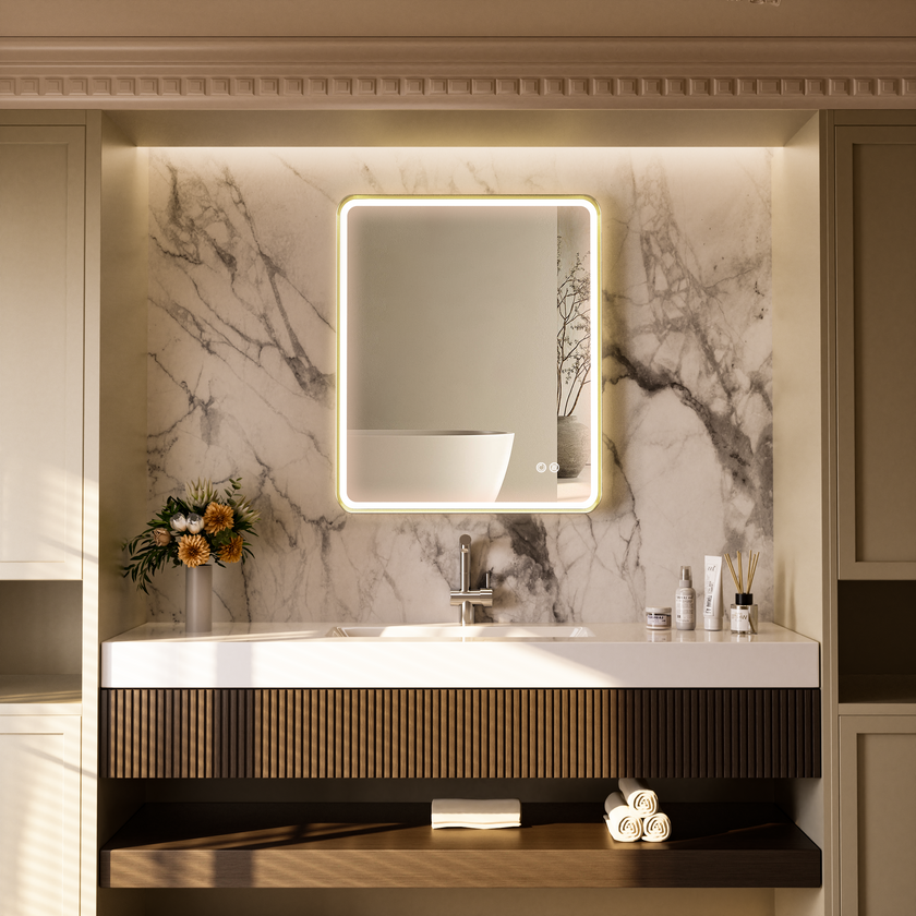 FLASHY Aluminum Framed Rounded LED Mirror with Front Light