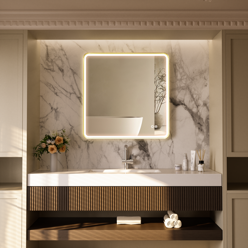 FLASHY Aluminum Framed Rounded LED Mirror with Front Light