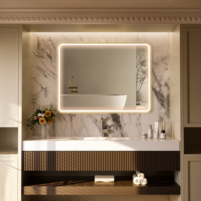 FLASHY Aluminum Framed Rounded LED Mirror with Front Light