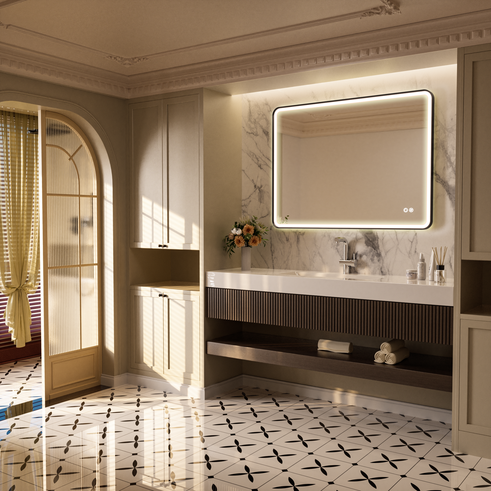 FLASHY Aluminum Framed Rounded LED Mirror with Front Light