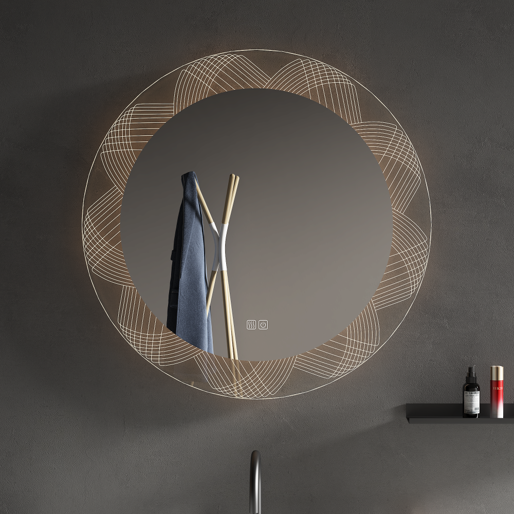 CLARO Round Acrylic Framed LED Mirror