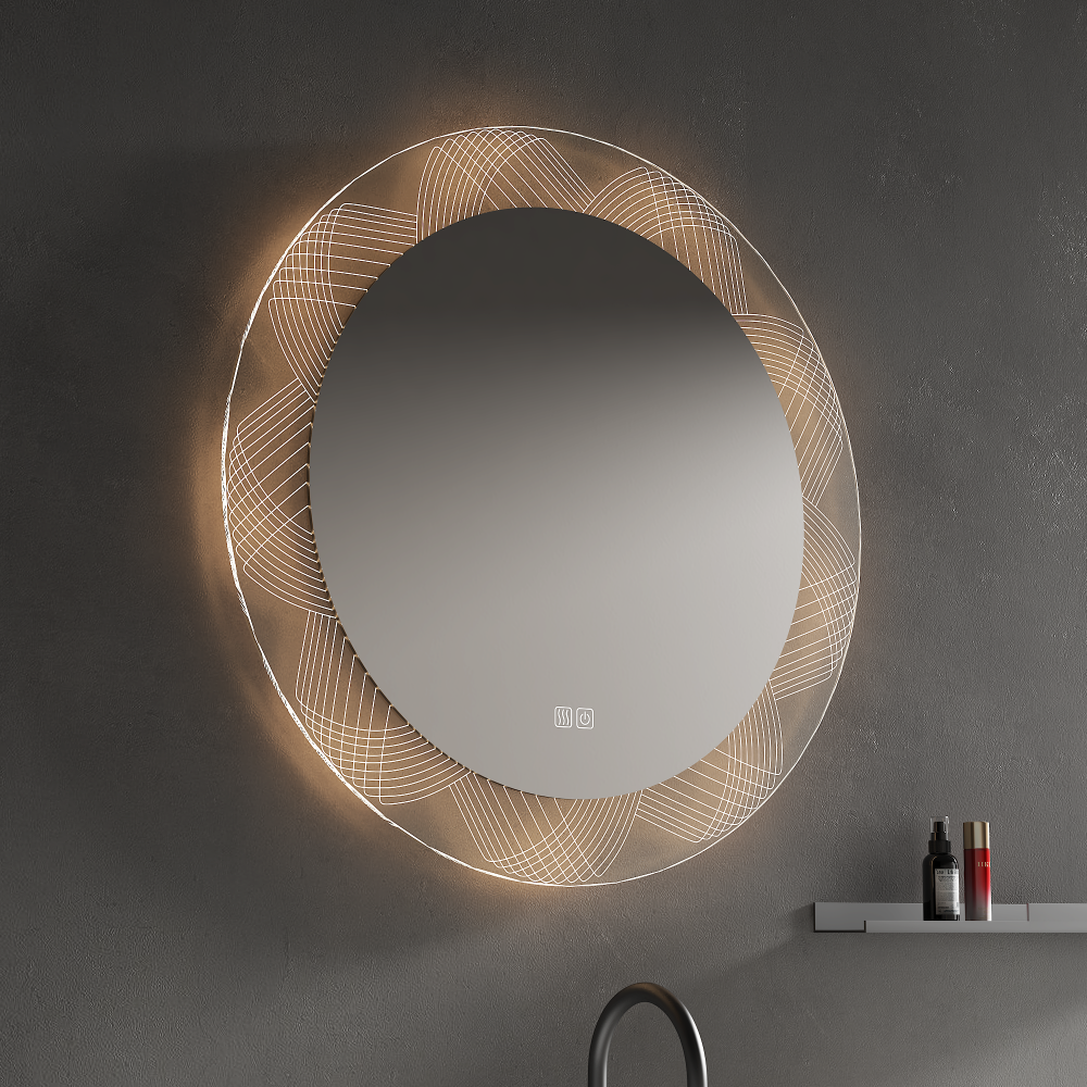 CLARO Round Acrylic Framed LED Mirror