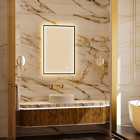 MINER Aluminum Framed LED Mirror with Edge LED Light