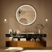 LITEY Aluminum Framed Round LED Mirror with Edge LED Light