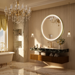 LITEY Aluminum Framed Round LED Mirror with Edge LED Light