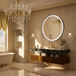 LITEY Aluminum Framed Round LED Mirror with Edge LED Light