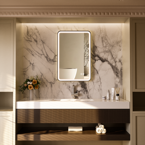 FLASHY Aluminum Framed Rounded LED Mirror with Front Light