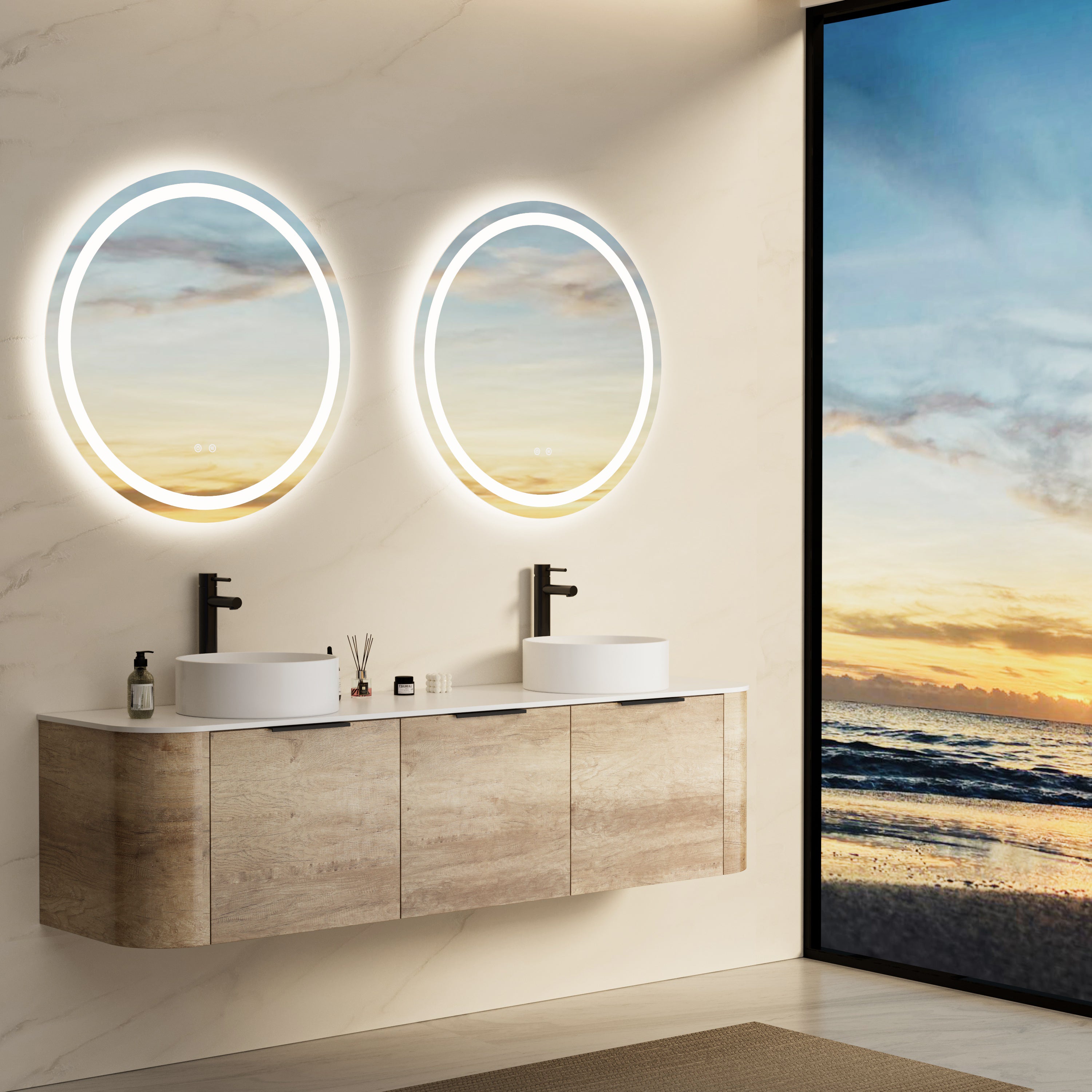 HALO Round Frameless Custom LED Mirror