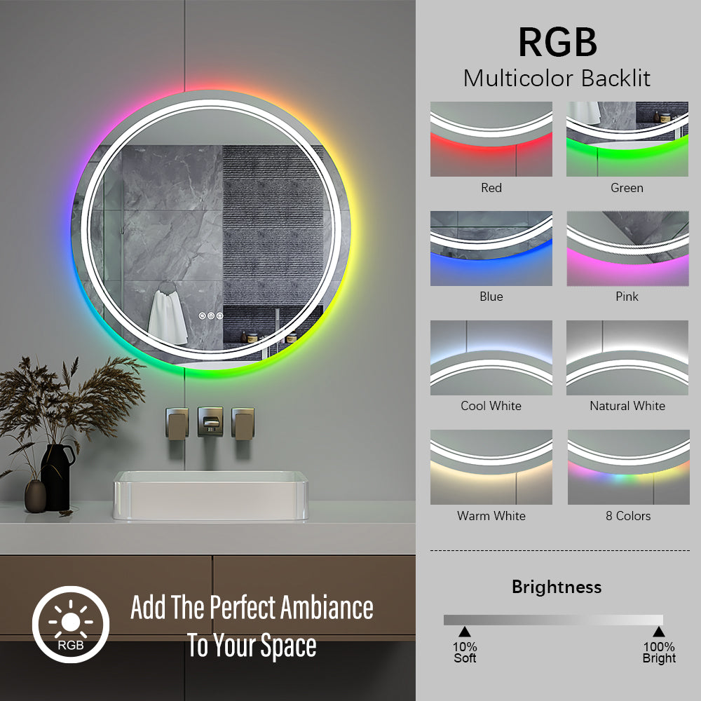 ELYSIAN Round Frameless RGB Custom LED Mirror