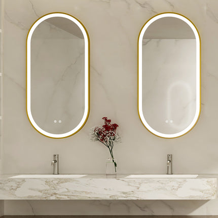 HELION Capsule Metal Gold Framed Custom LED Mirror