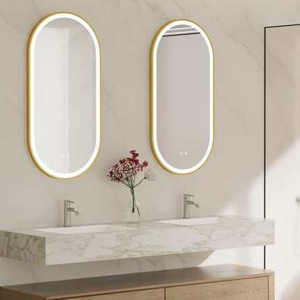 HELION Capsule Metal Gold Framed Custom LED Mirror