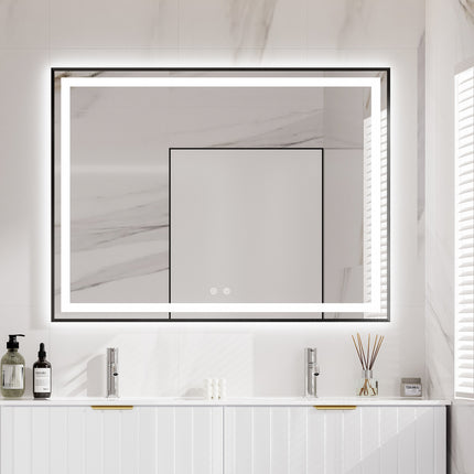 LUMORA Rectangular Metal Black Framed Custom LED Mirror