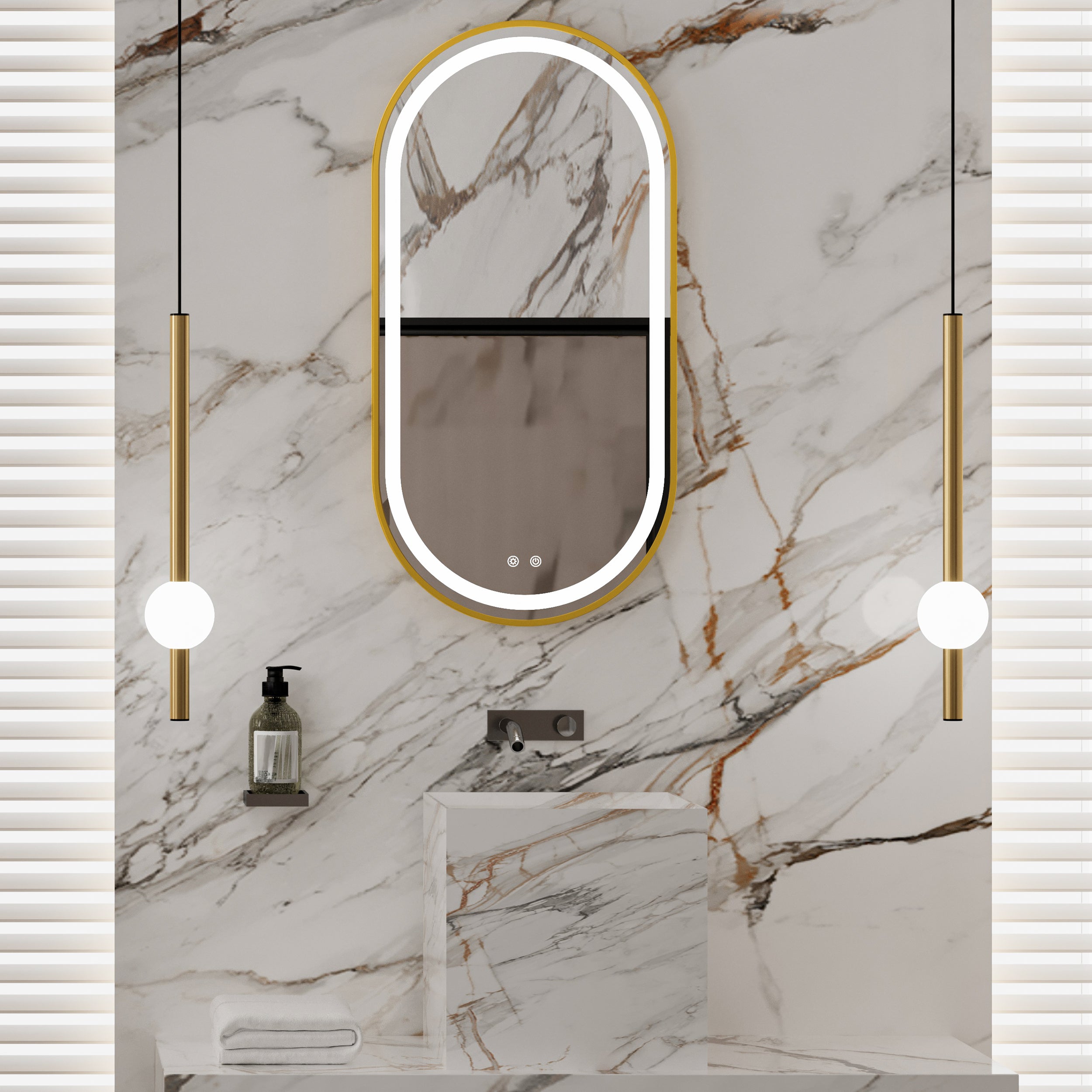 SHIMIA Capsule Metal Gold Framed Custom LED Mirror