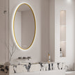 GLYSSA Oval Metal Gold Framed Custom LED Mirror