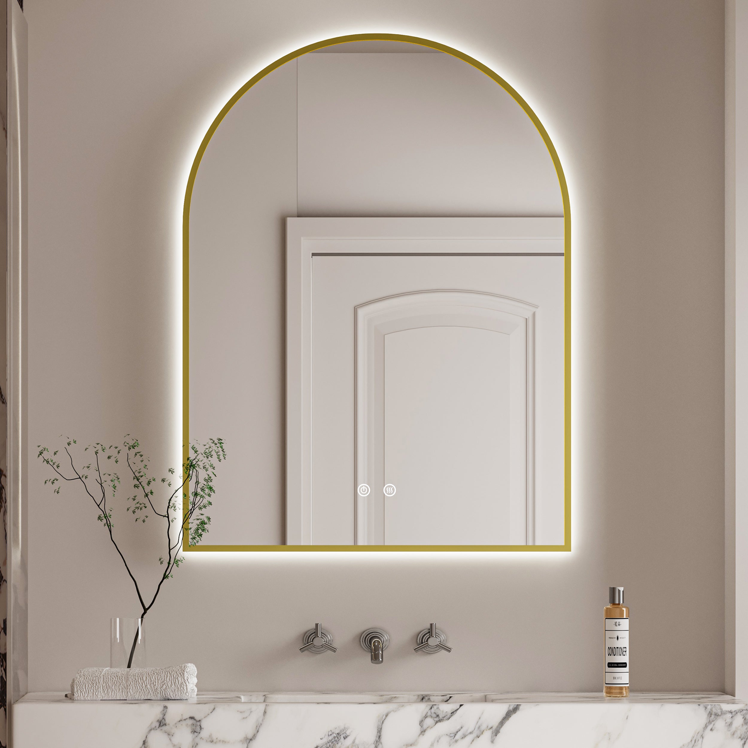 SHYNAE Arched Metal Gold Framed Custom LED Mirror