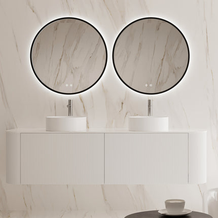 LUXEN Round Metal Black Framed Custom LED Mirror