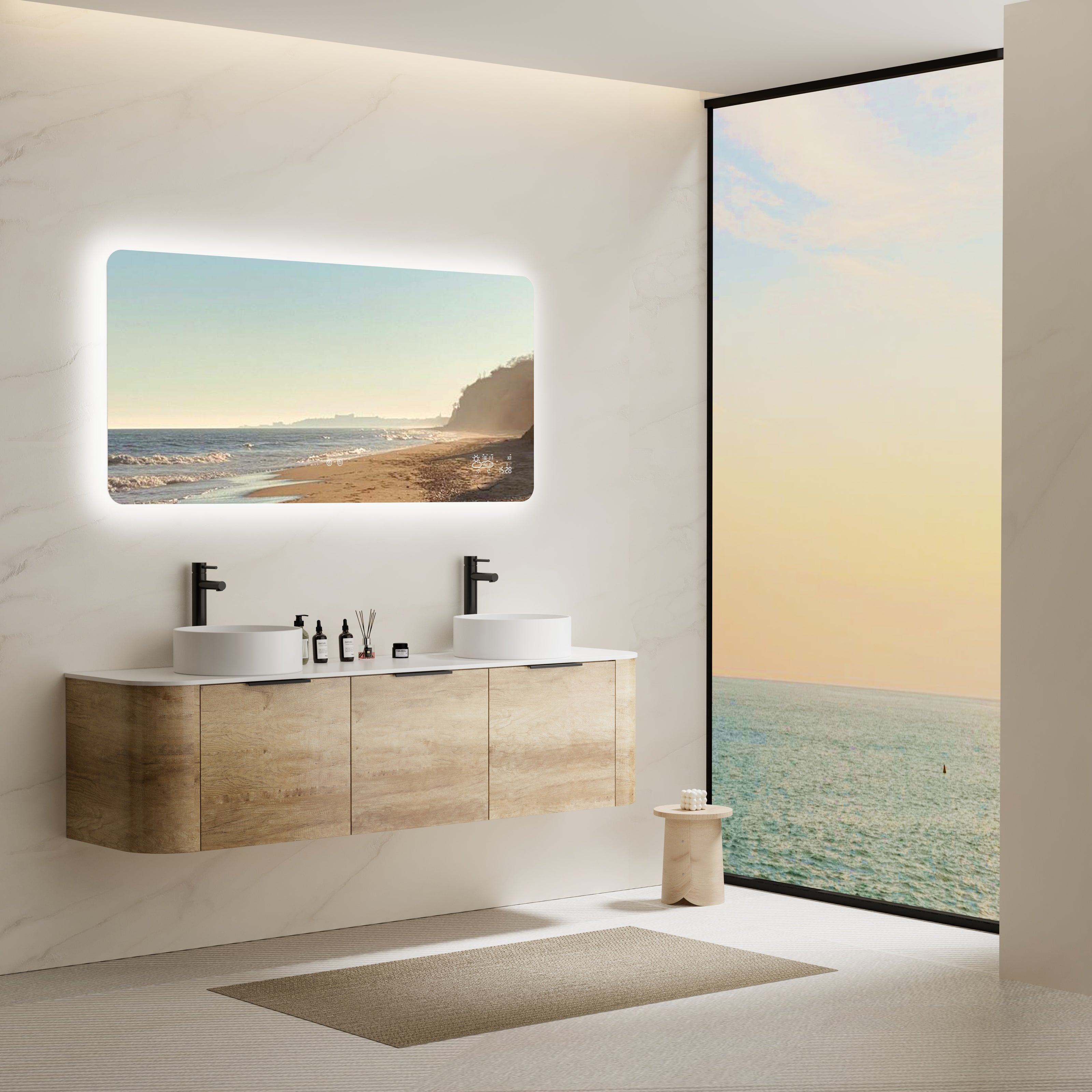 THARROS Rounded Frameless Custom LED Mirror