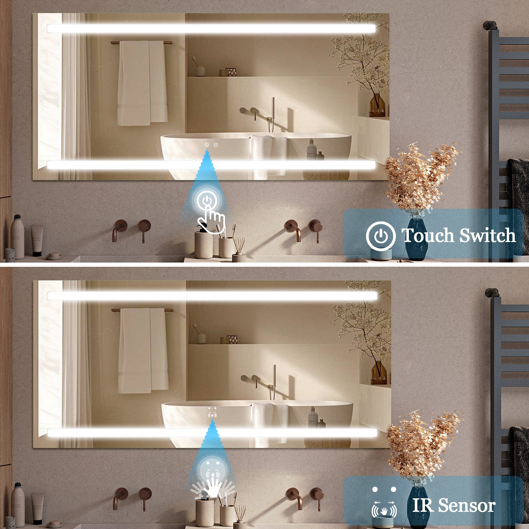 NIMBUS Rectangular Frameless Custom LED Mirror