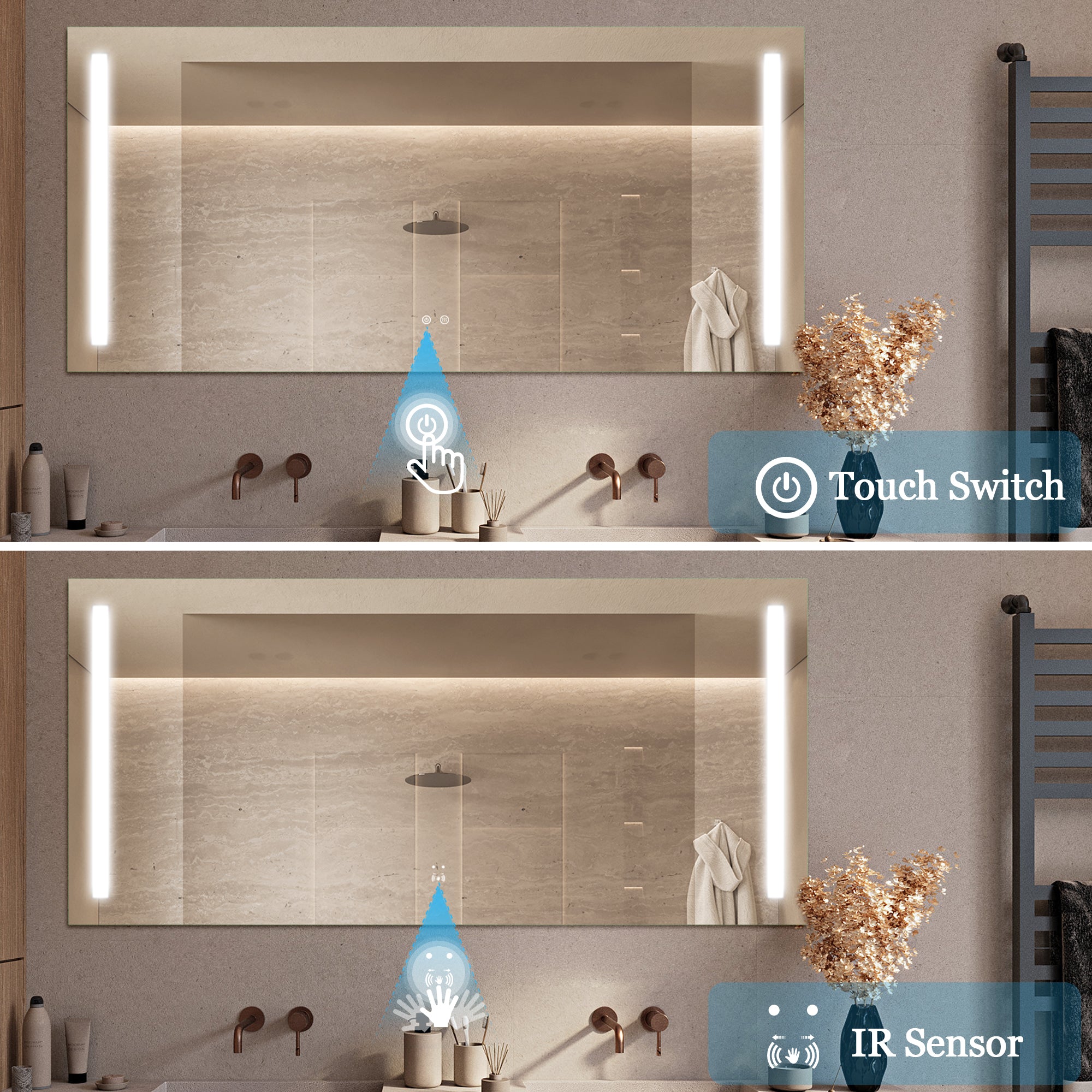 LUCENT Rectangular Frameless Custom LED Mirror