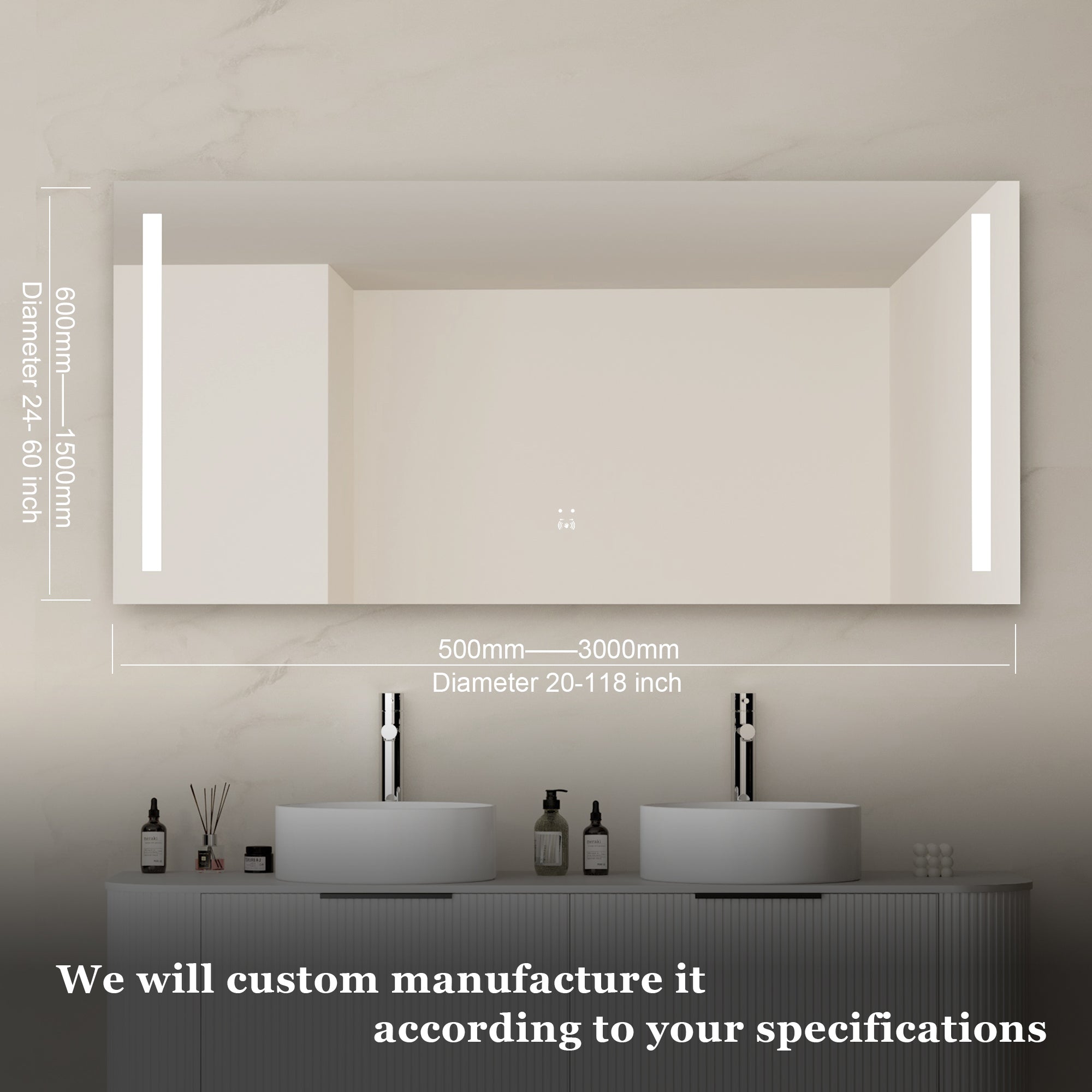 LUCENT Rectangular Frameless Custom LED Mirror