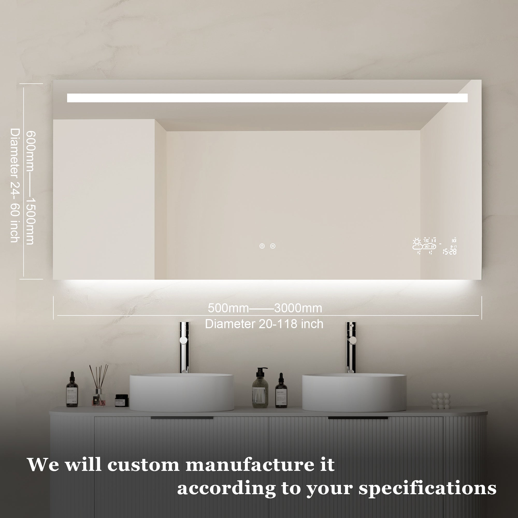 SPLENDOR Rectangular Frameless Custom LED Mirror